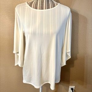 NWT Chico’s Top 0 (Small) Cream Flowy Flare Sleeve 3/4 Length Ecru Stretchy
